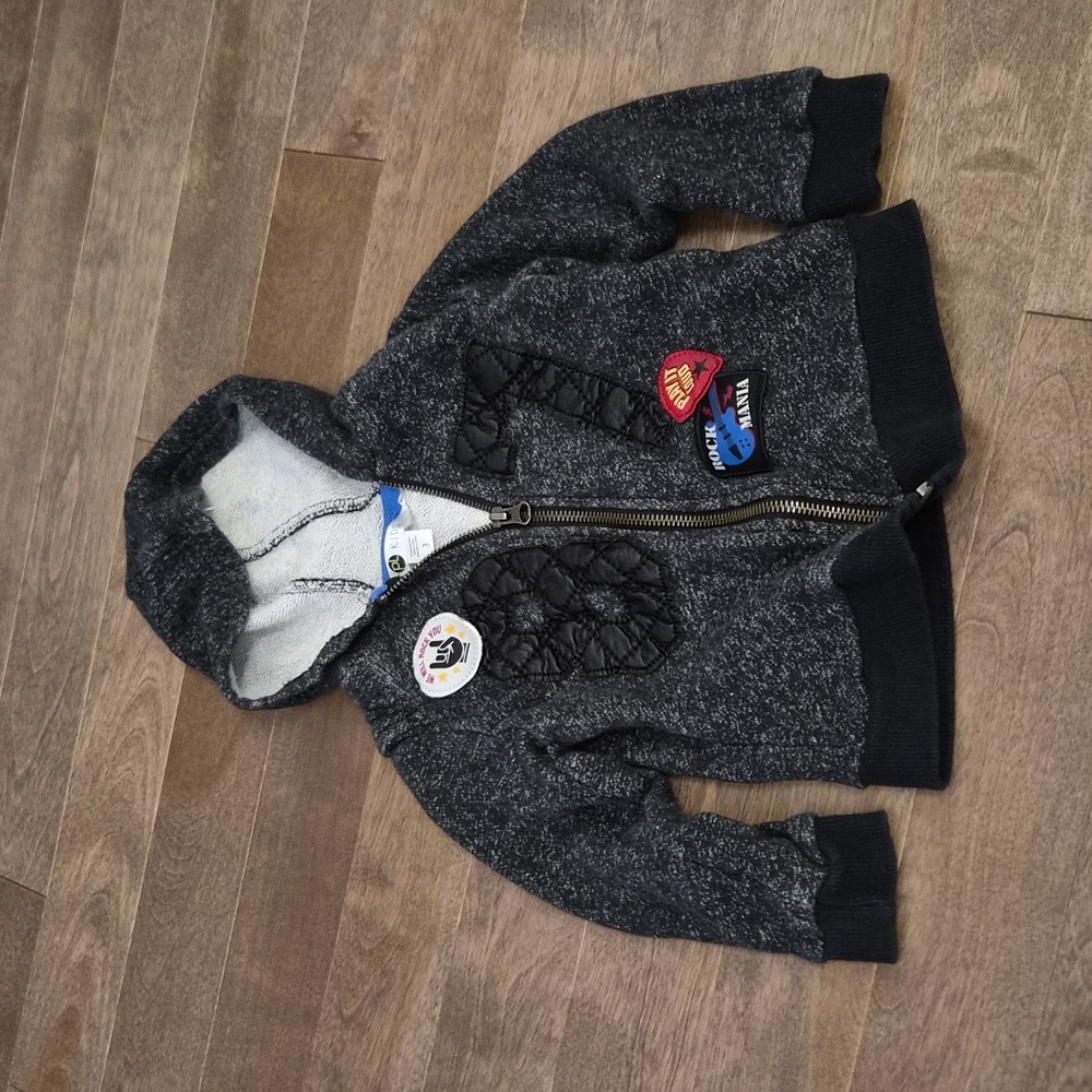 3/$15- Petit Lem Kids Black Hoodie with Patches